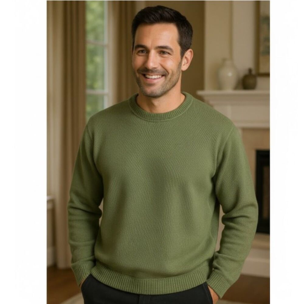 Tommy Bahama Sweater Crewneck Green Sweater 100% Cotton Mens Size 2XL